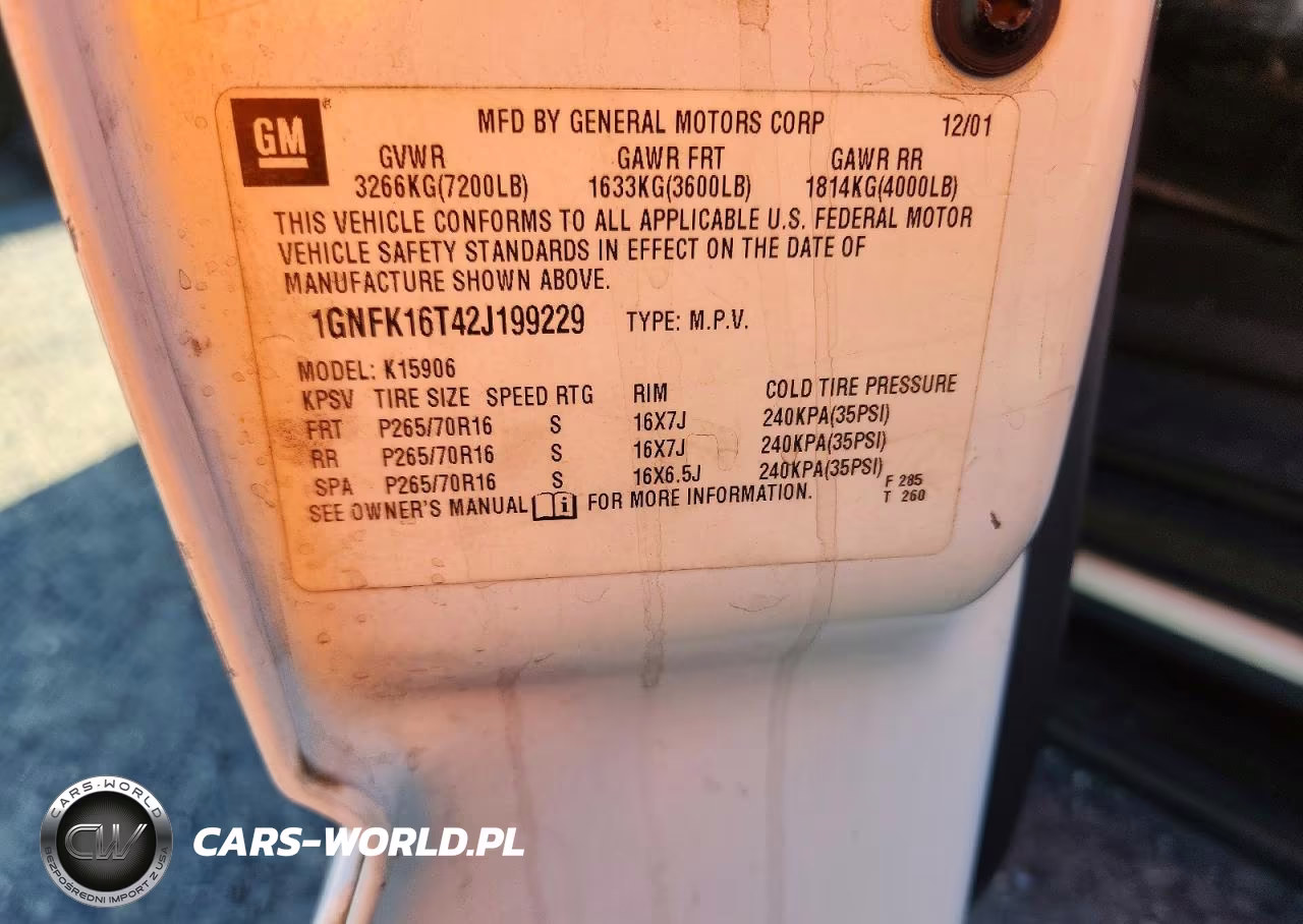 2002 Chevrolet Suburban K1500 VIN:1GNFK16T42J199229 - 12