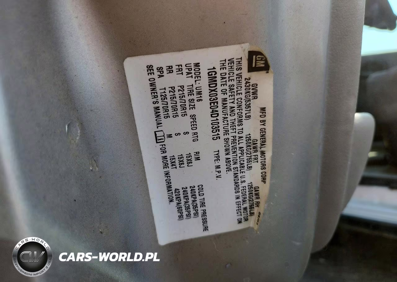 2004 Pontiac Montana VIN:1GMDX03E04D103515 - 14
