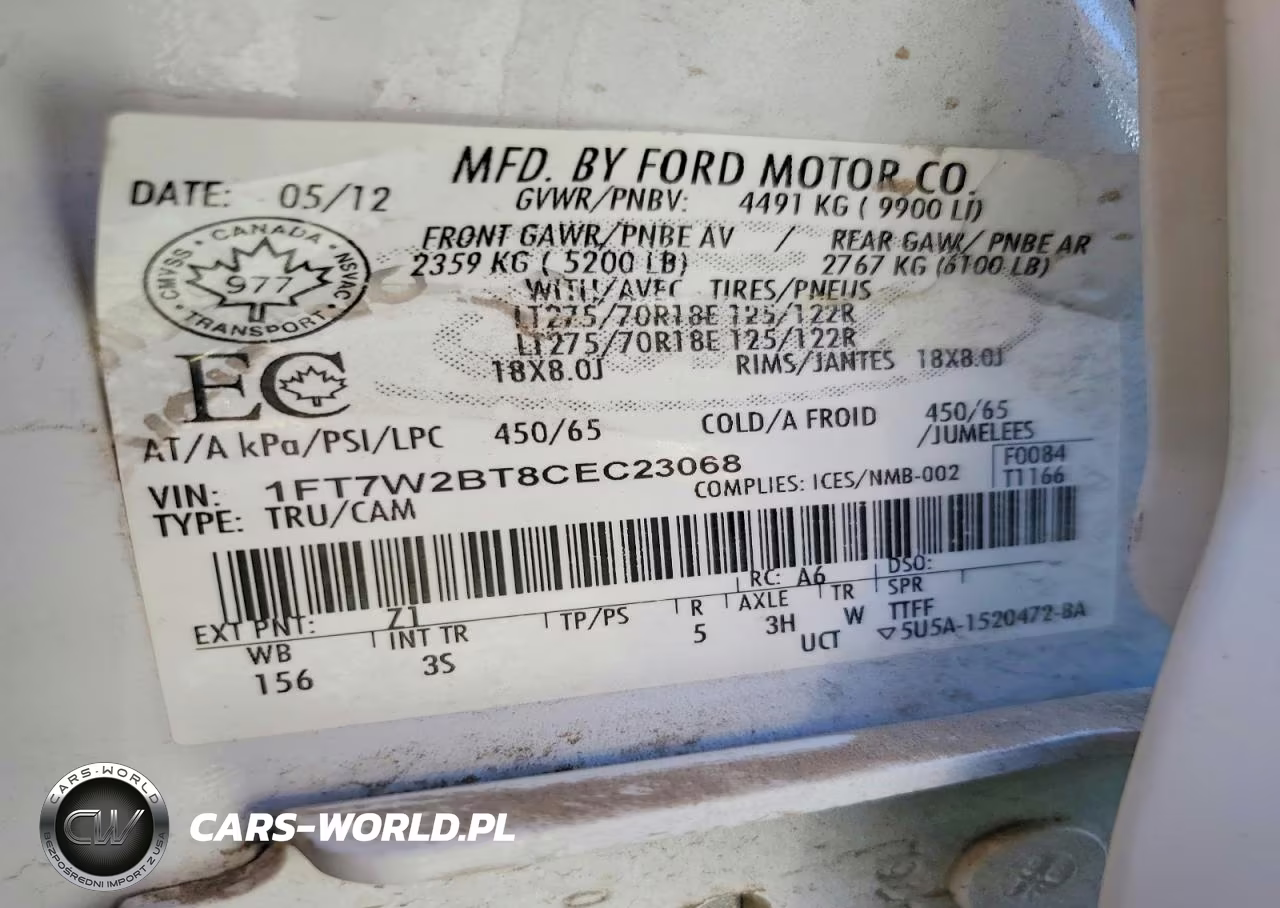 2012 Ford F250 Super Duty VIN:1FT7W2BT8CEC23068 - 12