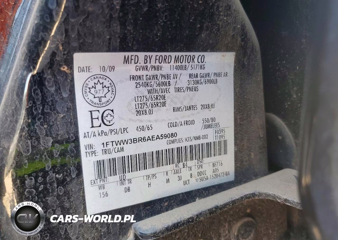 2010 Ford F350 Super Duty VIN:1FTWW3BR6AEA59080 - 12