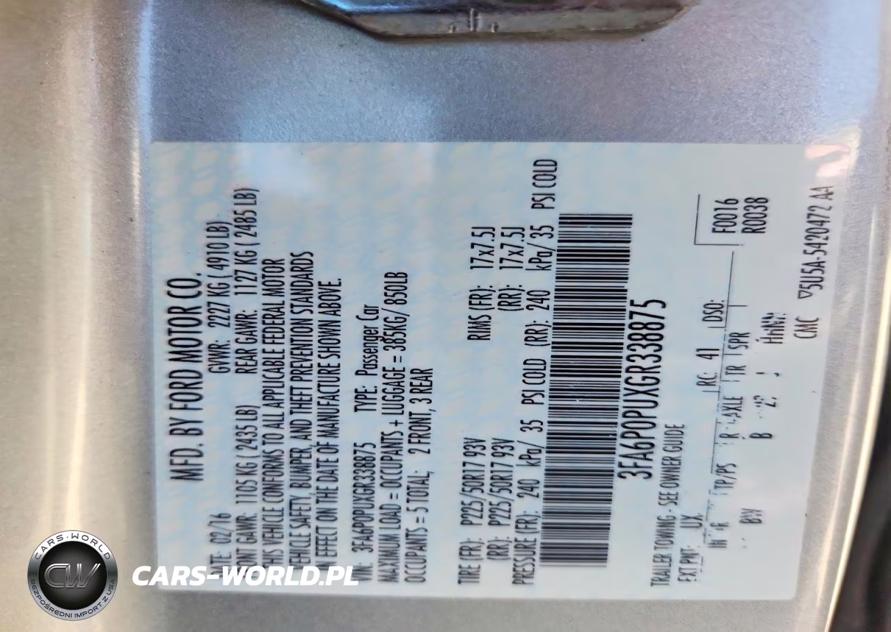 2016 Ford Fusion Se Phev VIN:3FA6P0PUXGR338875 - 12