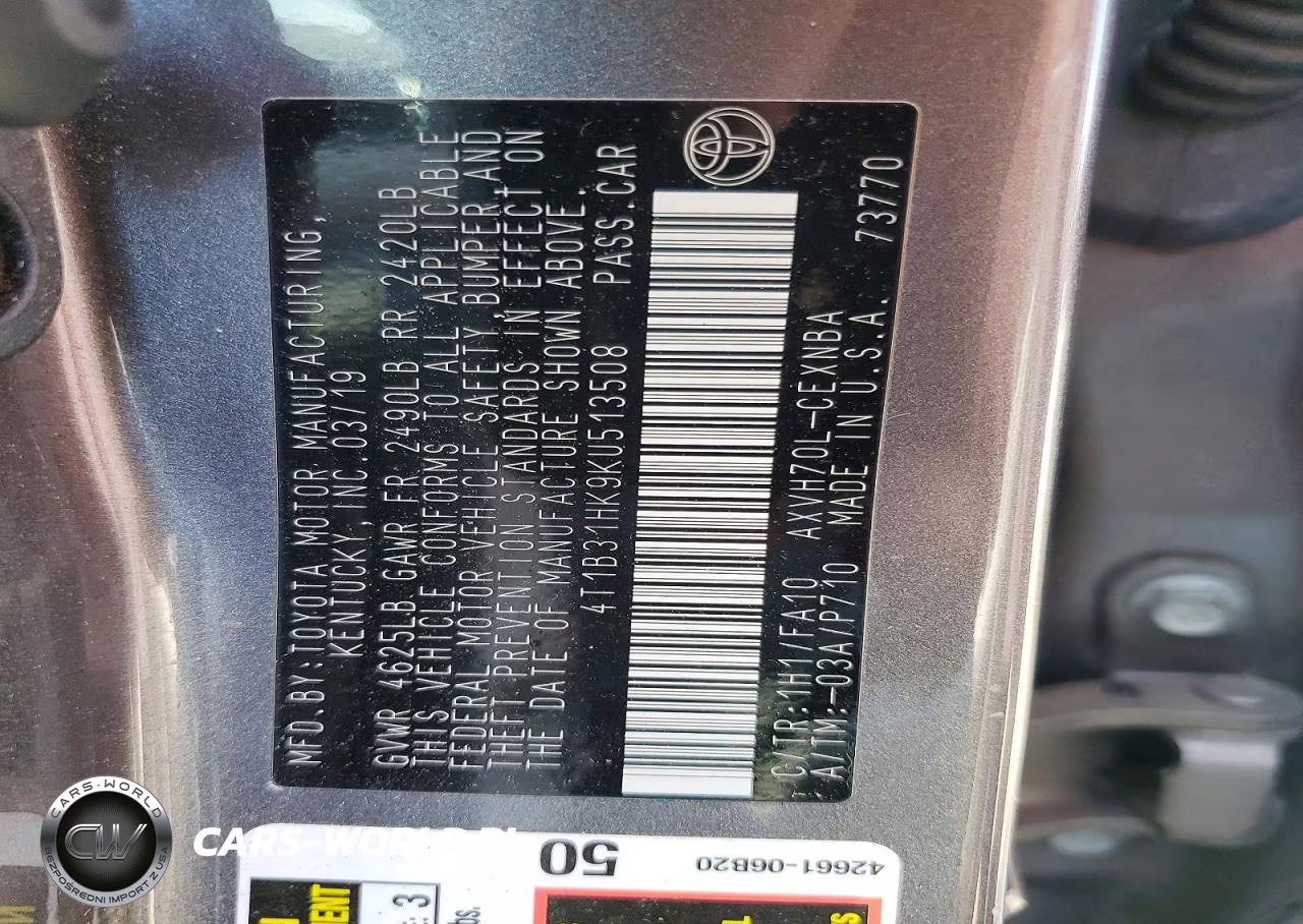 2019 Toyota Camry Le VIN:4T1B31HK9KU513508 - 12