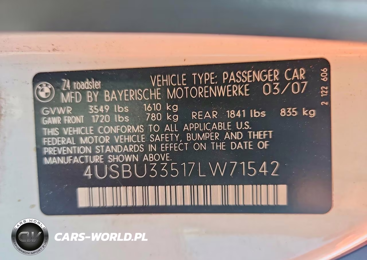 2007 BMW Z4 3.0 VIN:4USBU33517LW71542 - 12