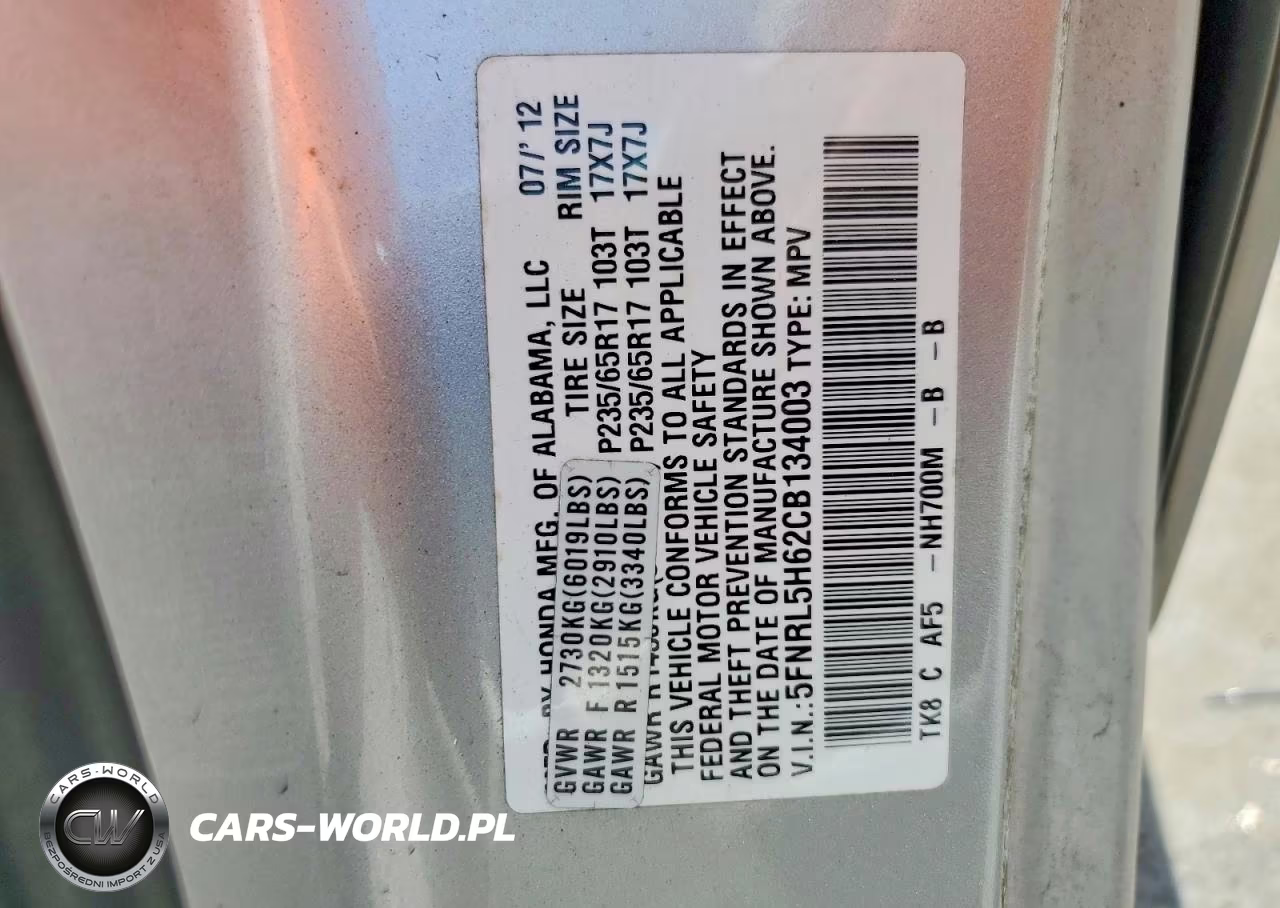 2012 Honda Odyssey Exl VIN:5FNRL5H62CB134003 - 13