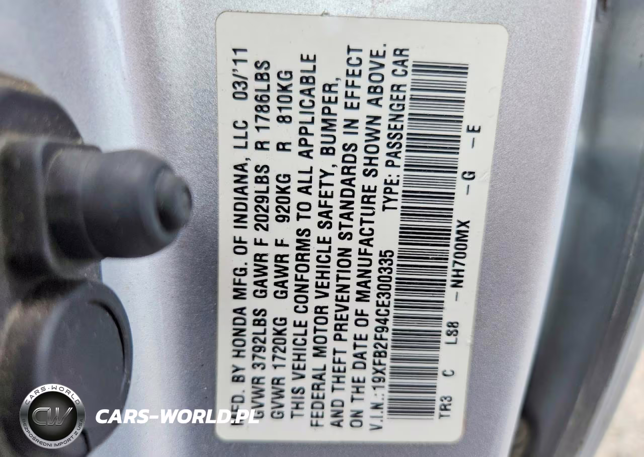 2012 Honda Civic Exl VIN:19XFB2F94CE300335 - 12