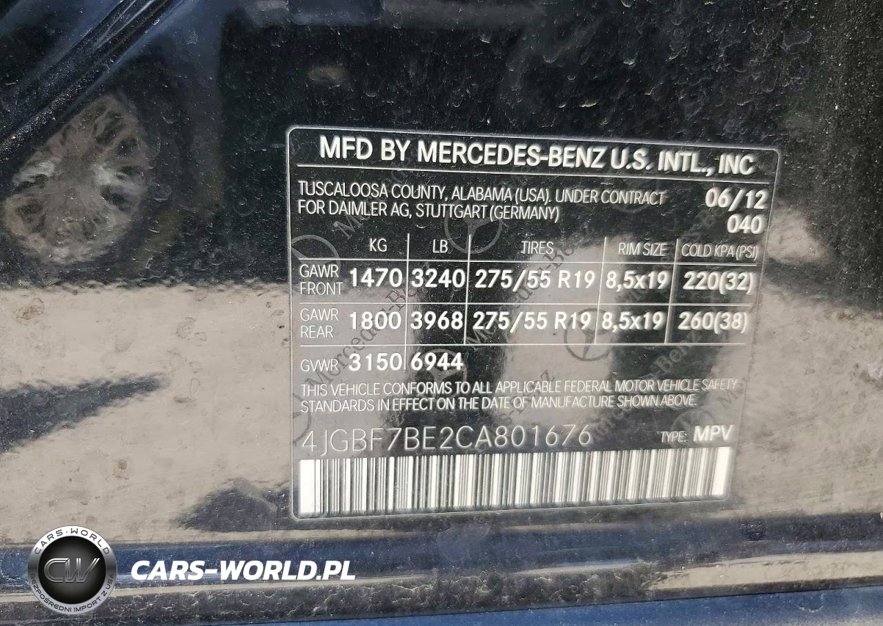 2012 Mercedes-Benz Gl 450 4Matic VIN:4JGBF7BE2CA801676 - 12