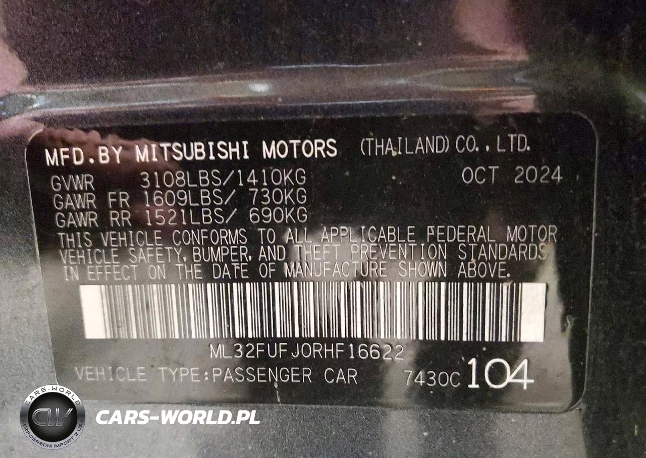 2024 Mitsubishi Mirage G4 Es VIN:ML32FUFJ0RHF16622 - 12
