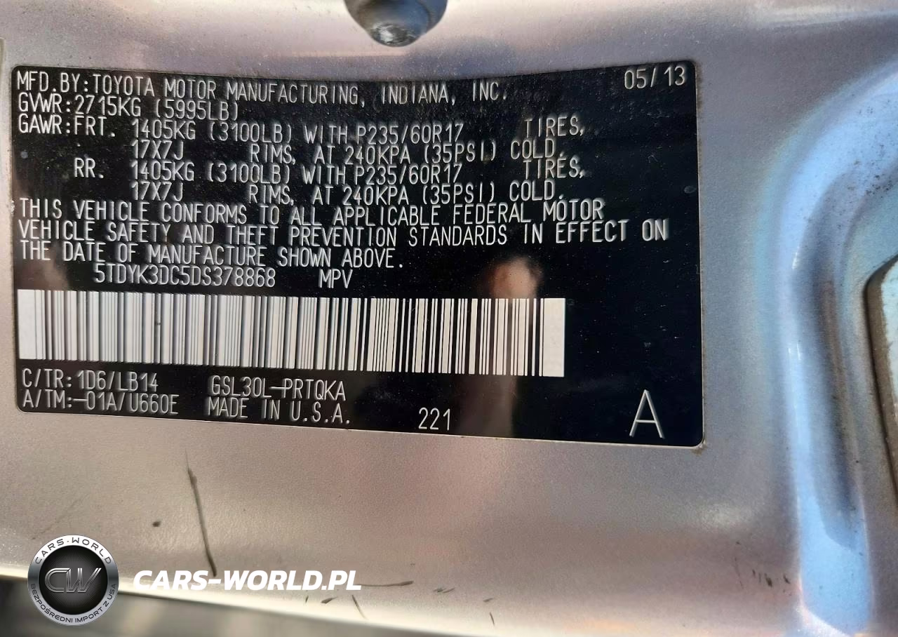 2013 Toyota Sienna Xle 8-Passenger VIN:5TDYK3DC5DS378868 - 14