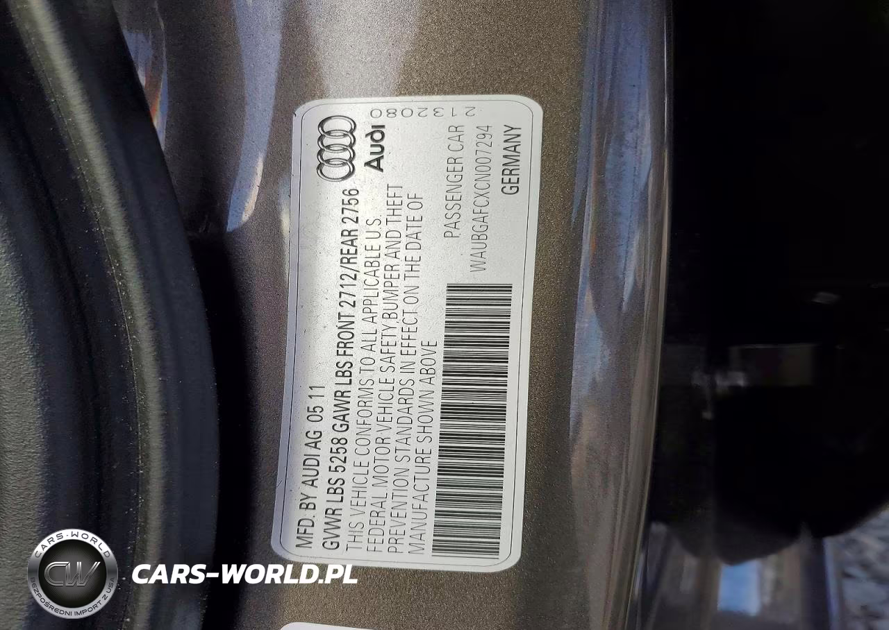 2012 Audi A6 VIN:WAUBGAFCXCN007294 - 12