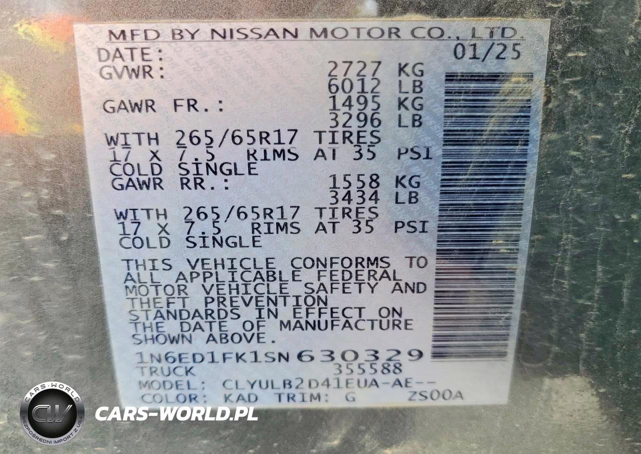 2025 Nissan Frontier Sv VIN:1N6ED1FK1SN630329 - 13