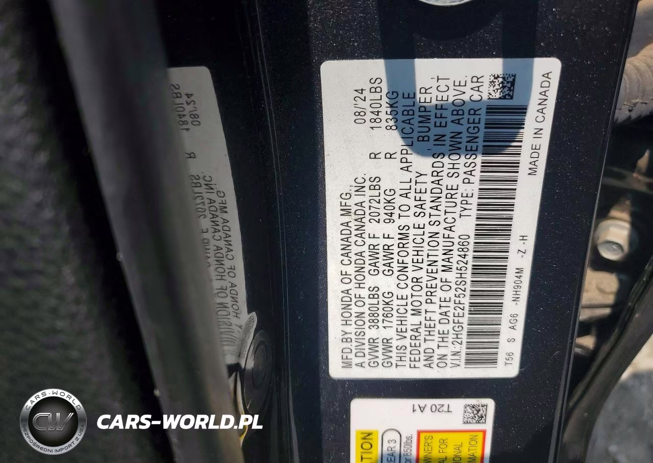 2025 Honda Civic Sport VIN:2HGFE2F52SH524860 - 12