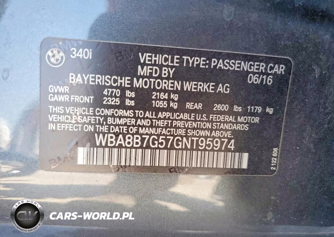 2016 BMW 340 Xi VIN:WBA8B7G57GNT95974 - 13