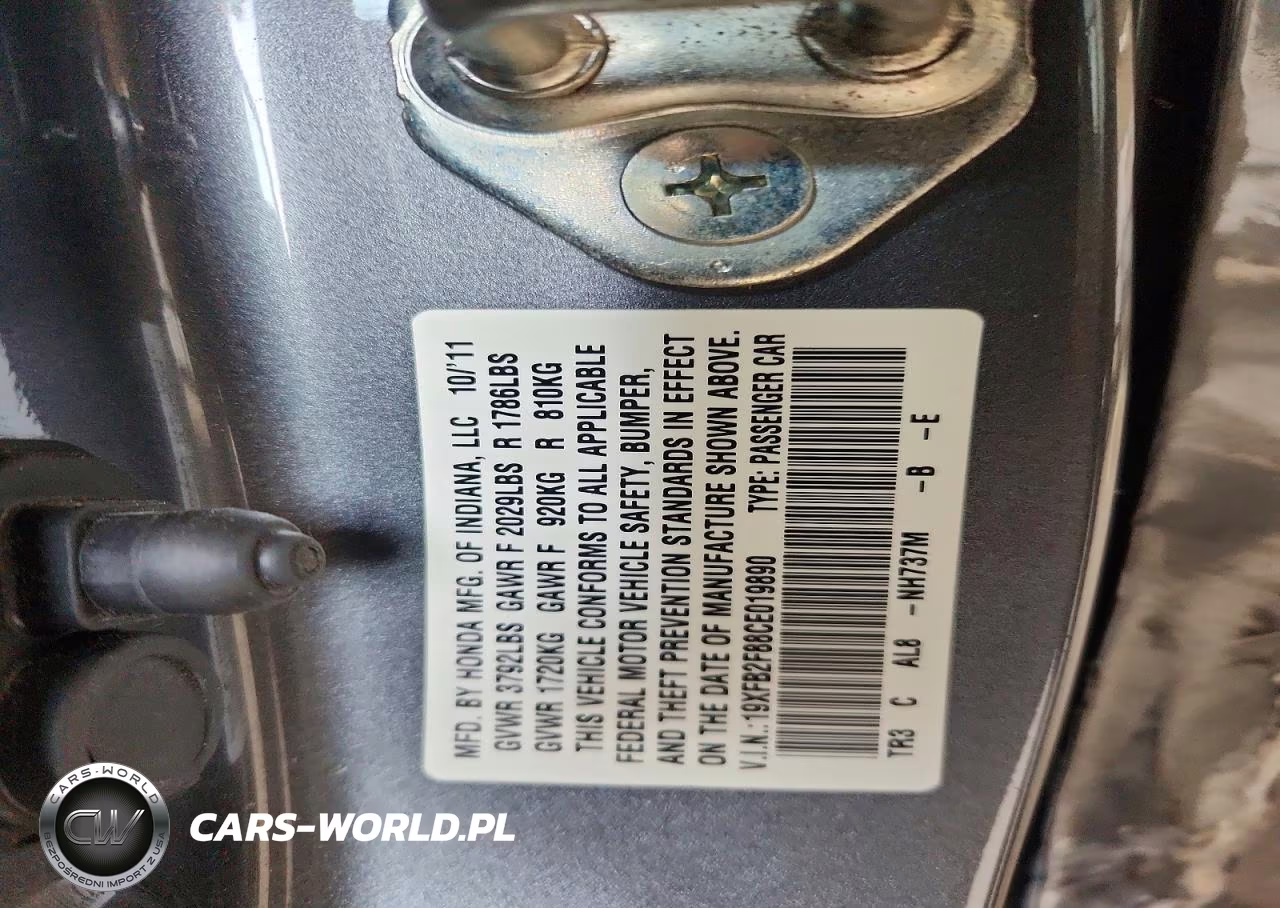 2012 Honda Civic Ex VIN:19XFB2F88CE019890 - 12