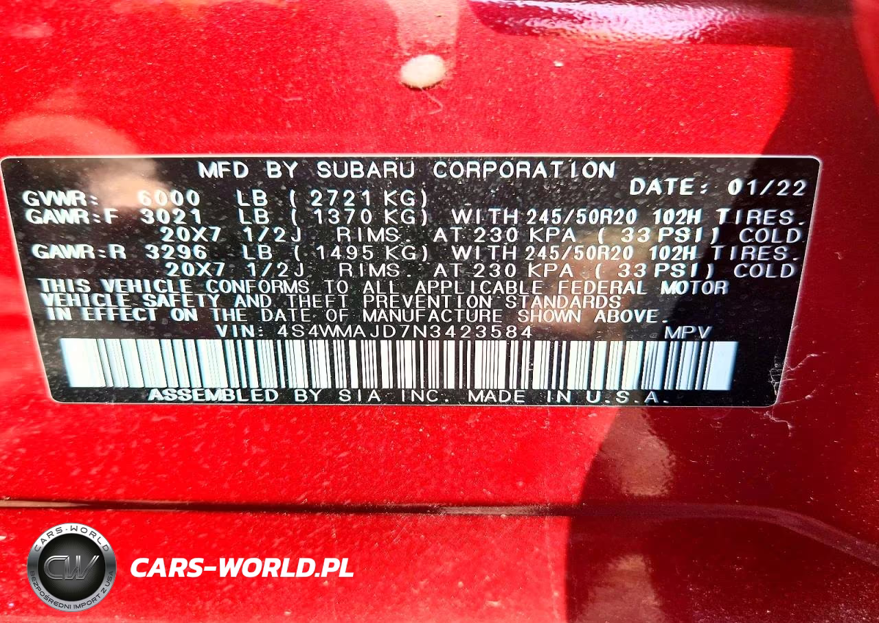 2022 Subaru Ascent Onyx Edition VIN:4S4WMAJD7N3423584 - 13