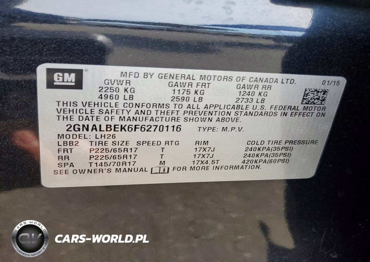 2015 Chevrolet Equinox Lt VIN:2GNALBEK6F6270116 - 13
