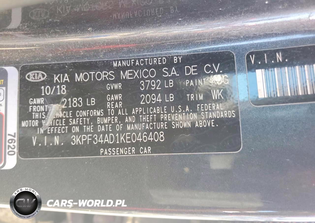 2019 Kia Forte S VIN:3KPF34AD1KE046408 - 12