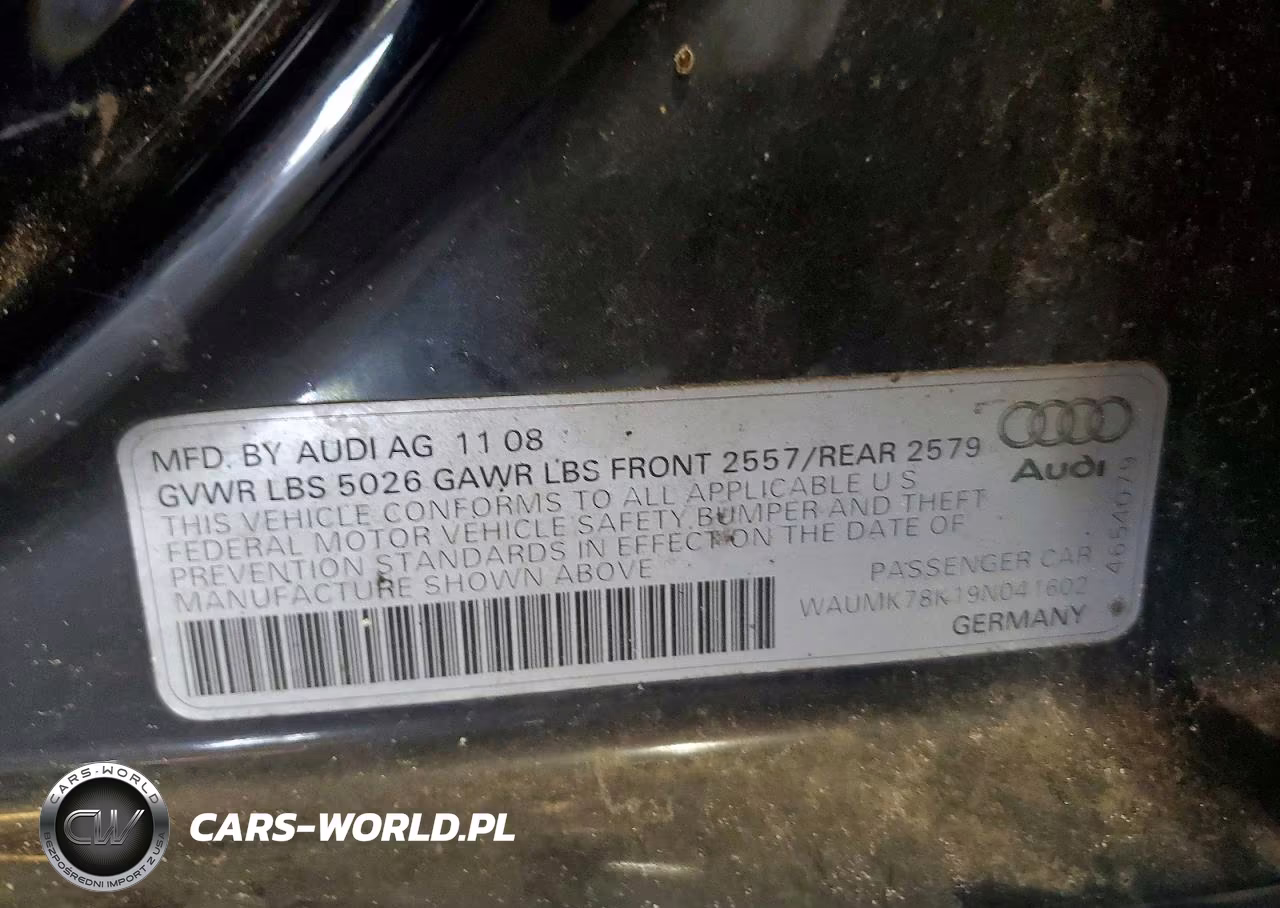 2009 Audi A4 Prestige VIN:WAUMK78K19N041602 - 12