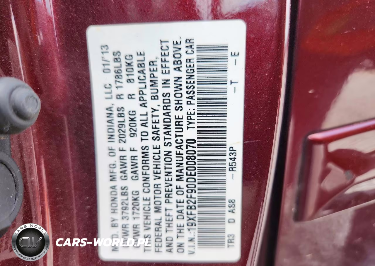 2013 Honda Civic Exl VIN:19XFB2F90DE008070 - 12