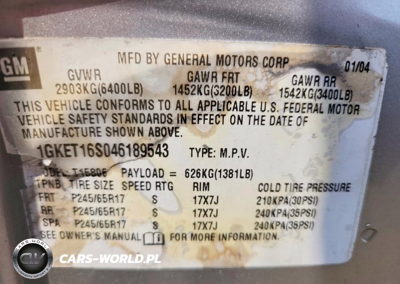 2004 GMC Envoy Xl VIN:1GKET16S046189543 - 13