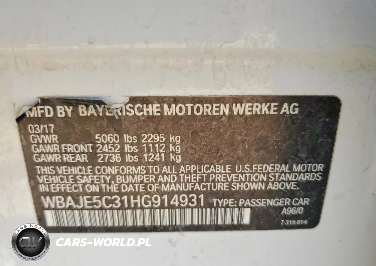 2017 BMW 540 I VIN:WBAJE5C31HG914931 - 12