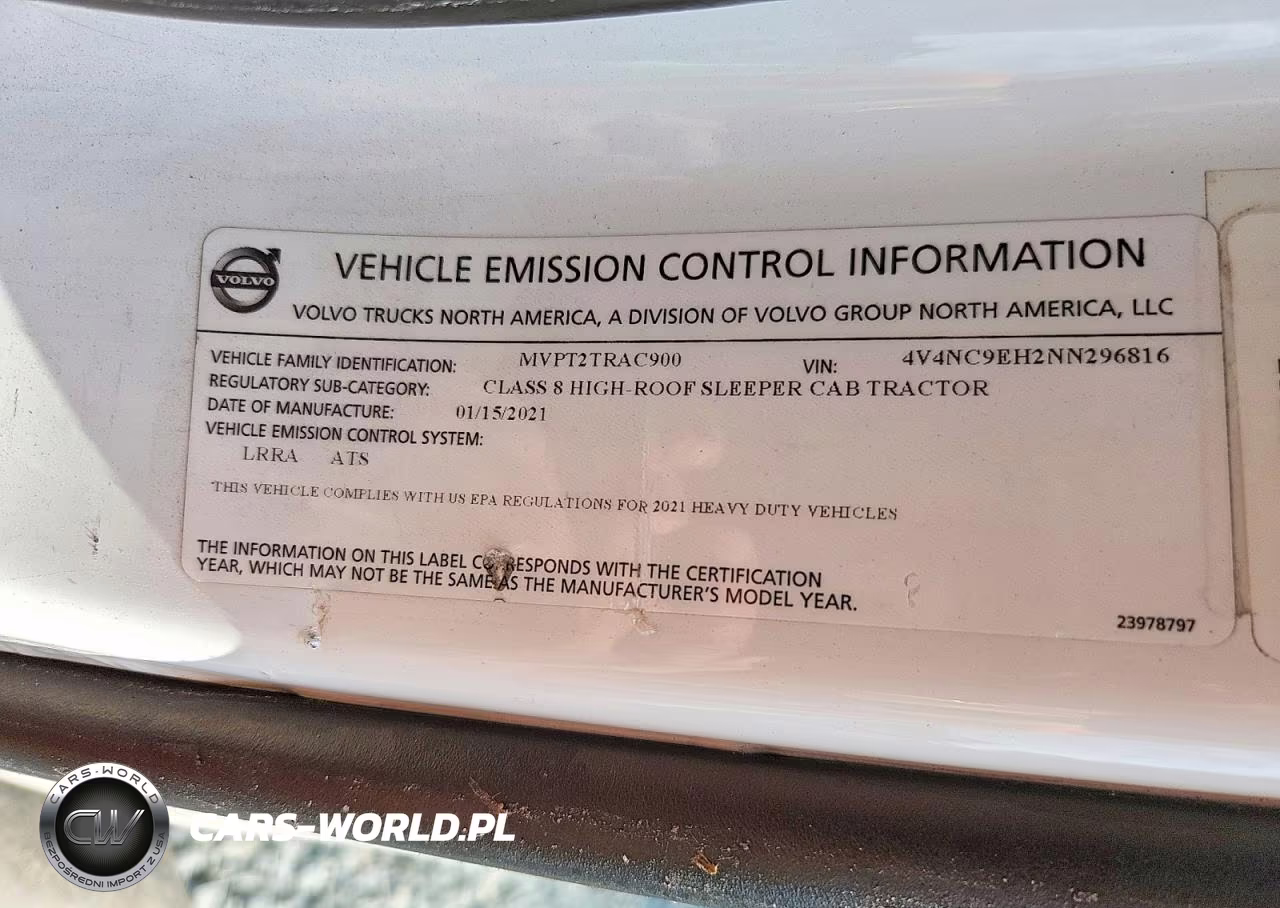 2022 Volvo Vn Vnl VIN:4V4NC9EH2NN296816 - 12