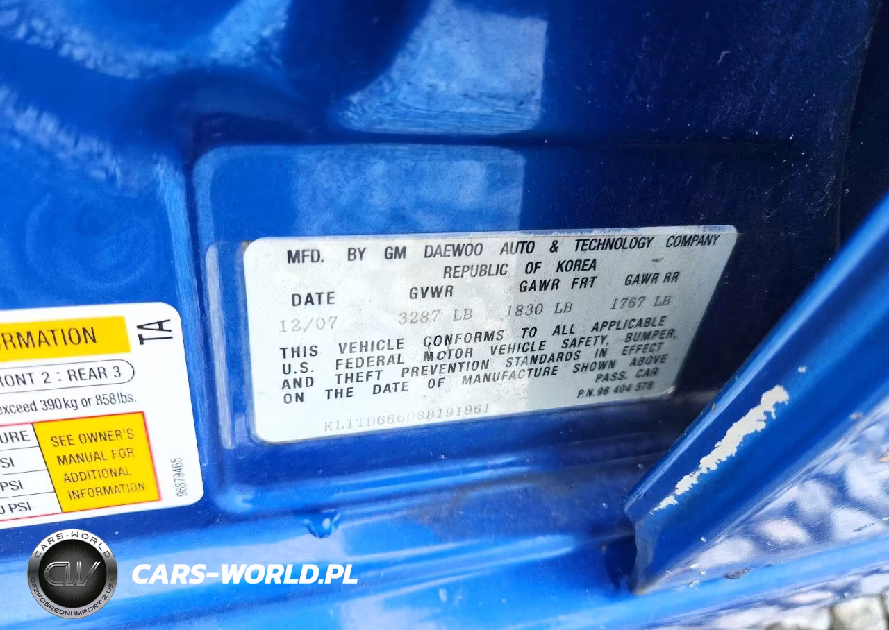 2008 Chevrolet Aveo Base VIN:KL1TD66608B191961 - 13