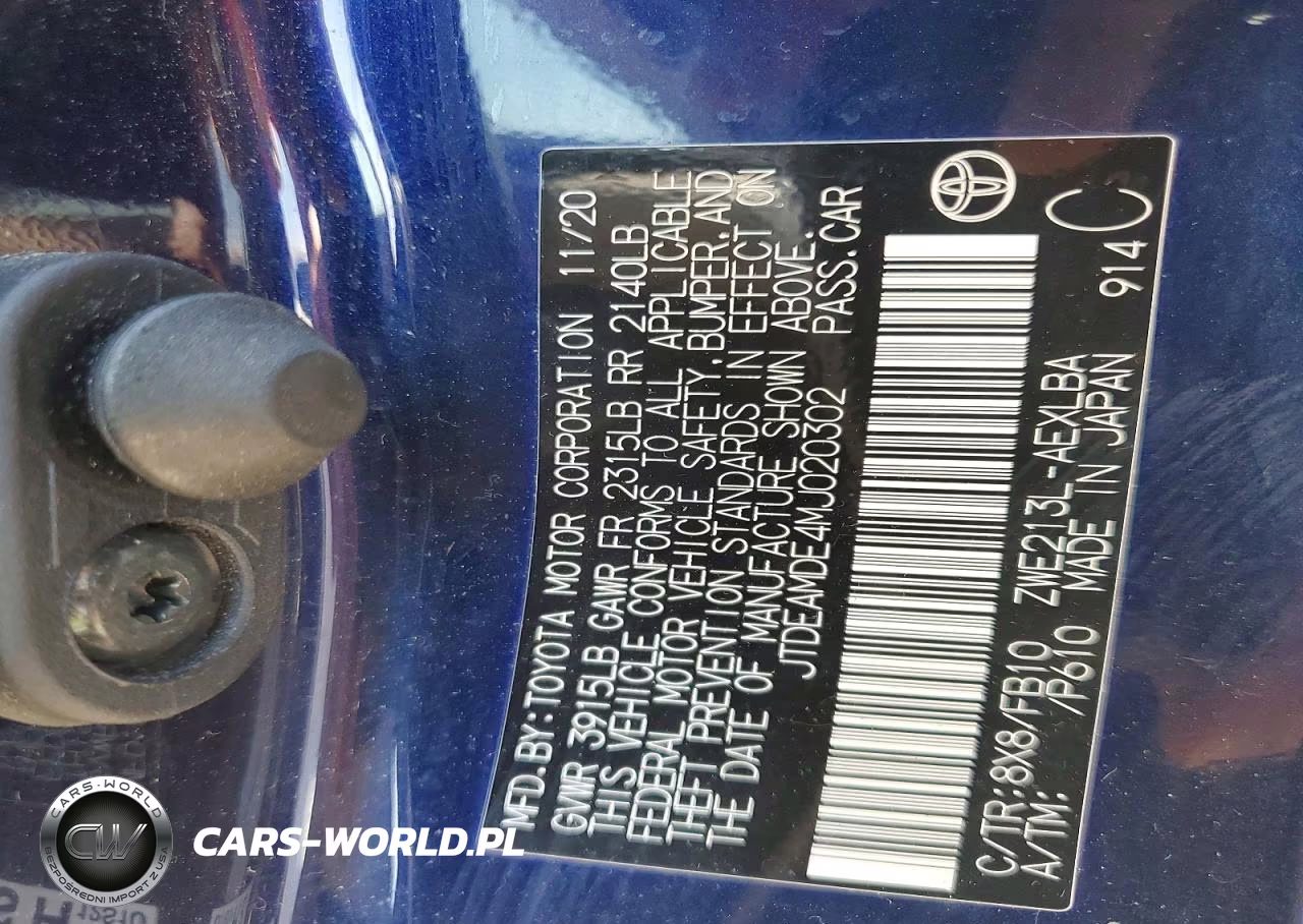 2021 Toyota Corolla Le VIN:JTDEAMDE4MJ020302 - 12
