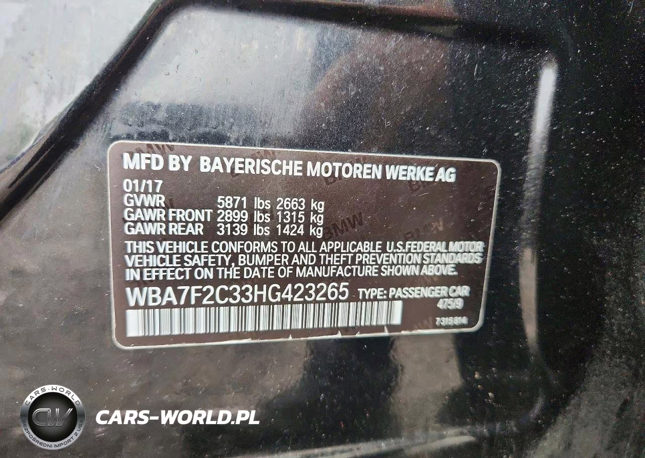 2017 BMW 750 Xi VIN:WBA7F2C33HG423265 - 12