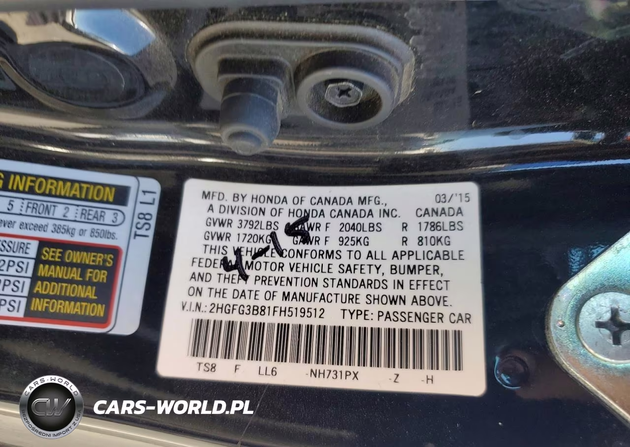 2015 Honda Civic Ex VIN:2HGFG3B81FH519512 - 13