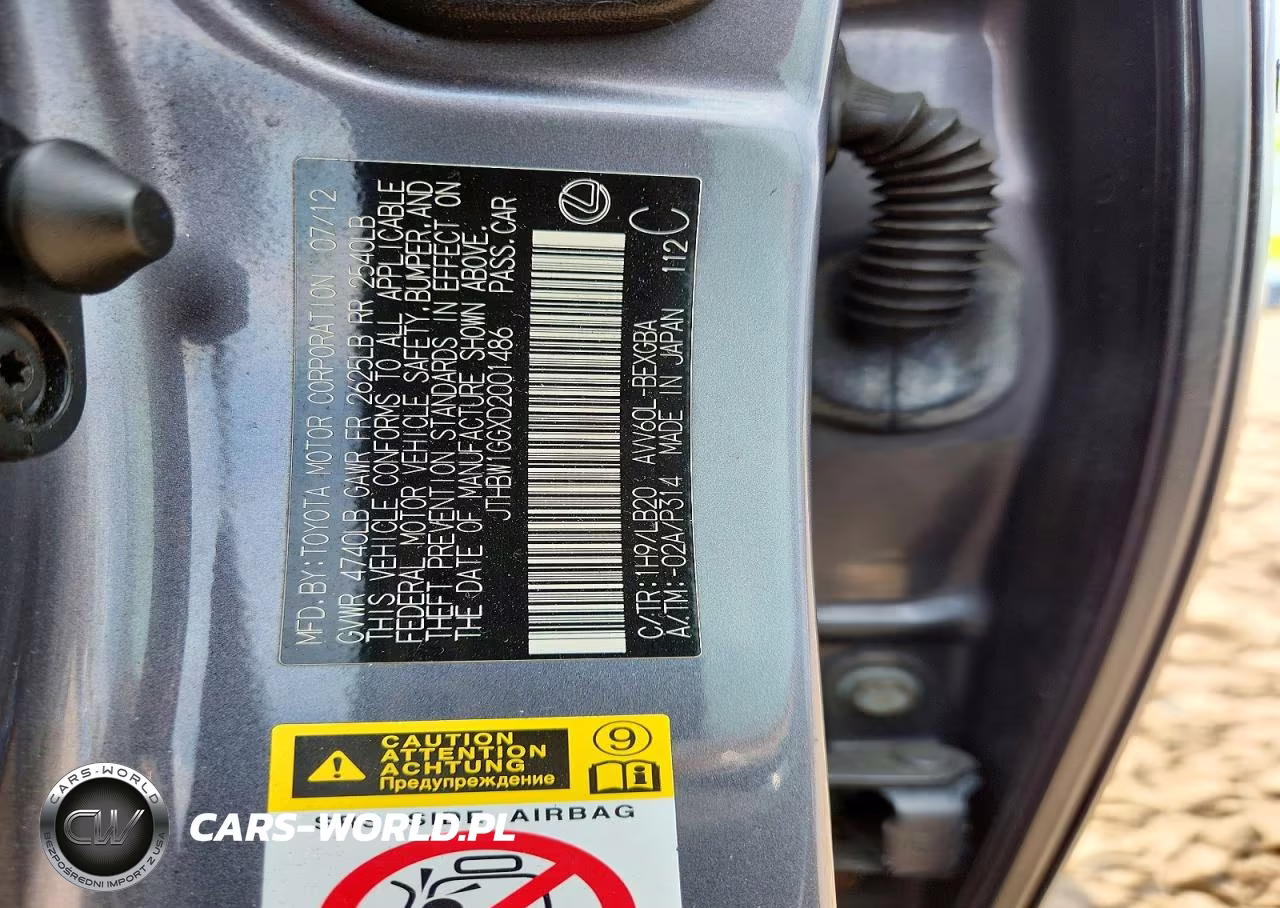 2013 Lexus Es 300H VIN:JTHBW1GGXD2001486 - 12