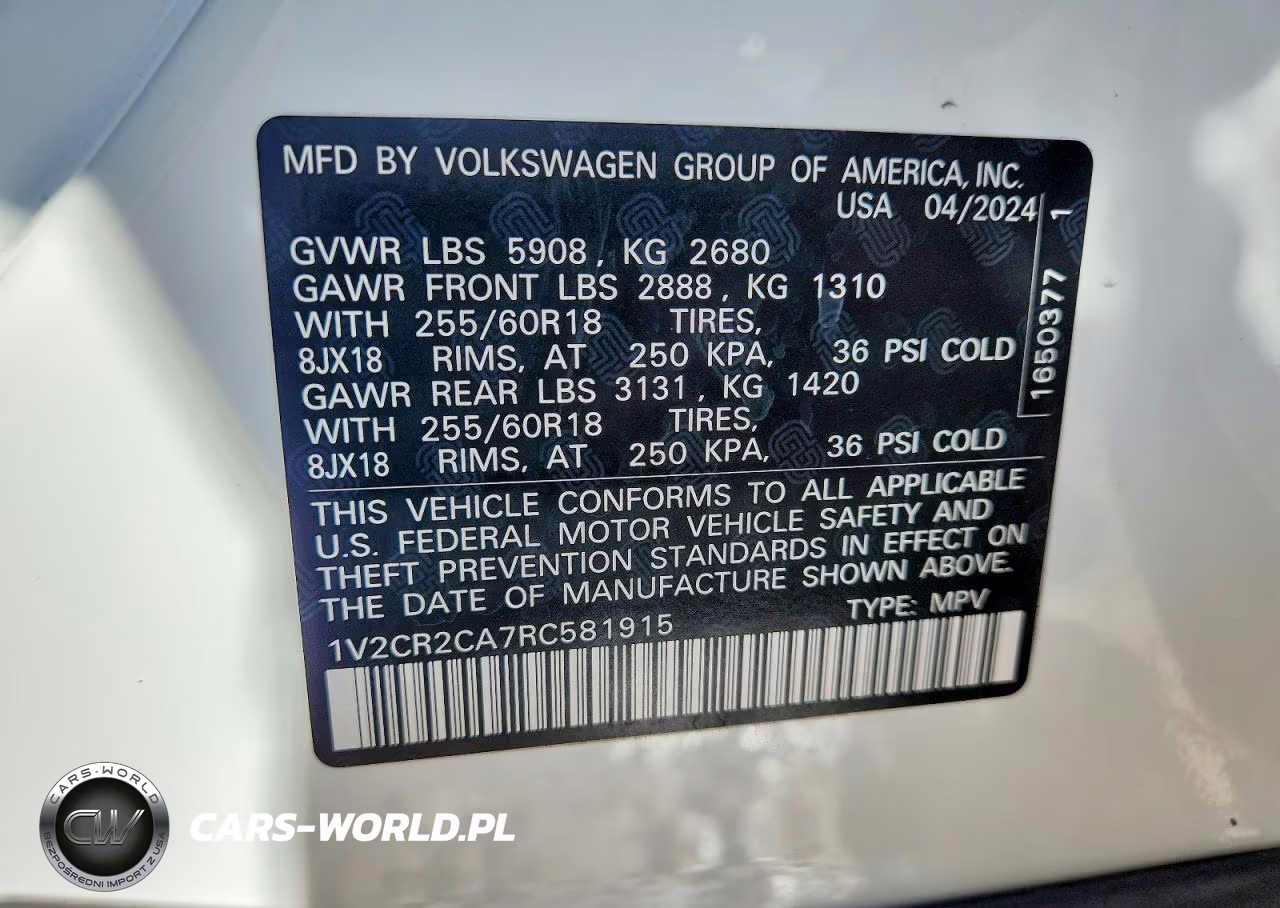 2024 Volkswagen Atlas Peak Edition Se VIN:1V2CR2CA7RC581915 - 13