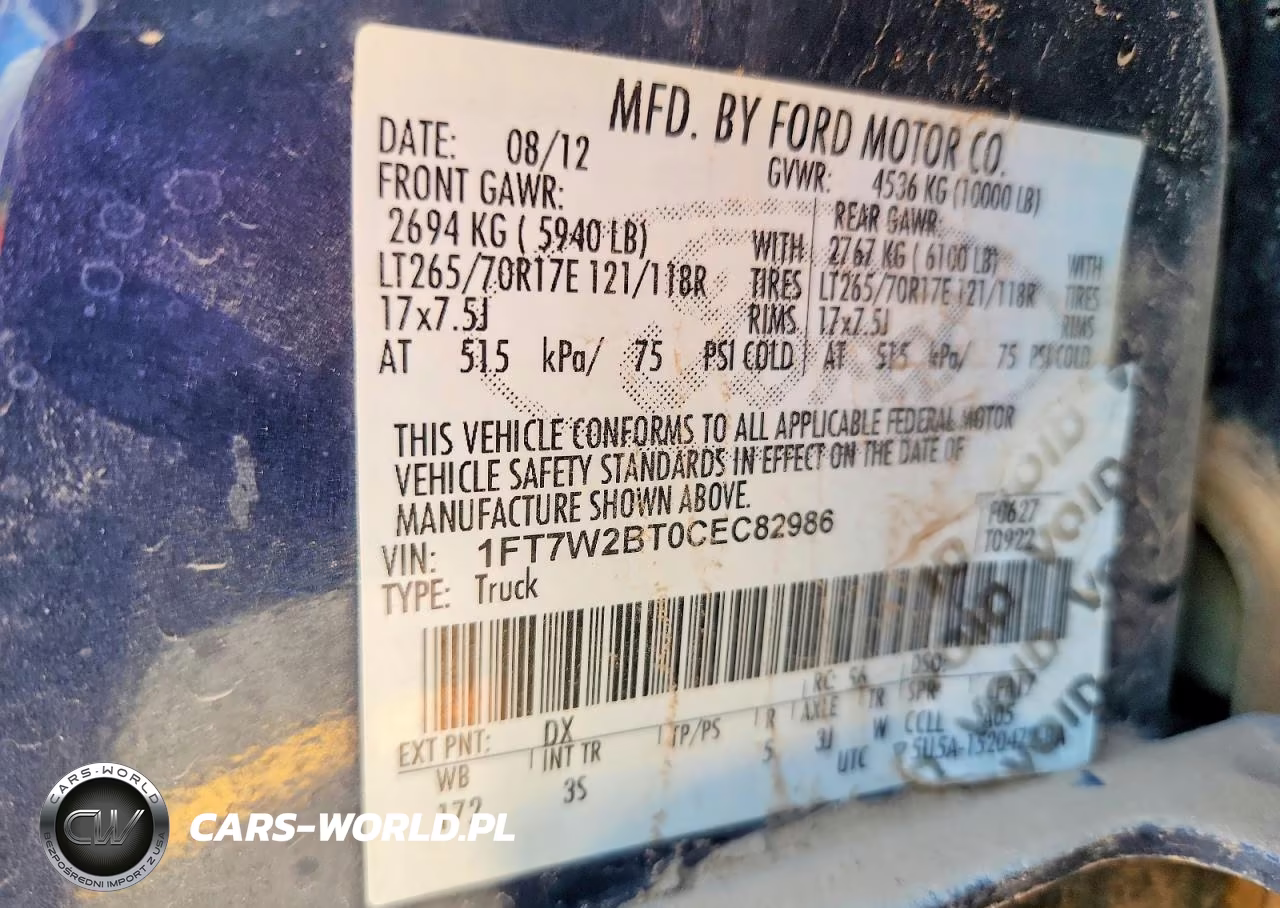 2012 Ford F250 Super Duty VIN:1FT7W2BT0CEC82986 - 12