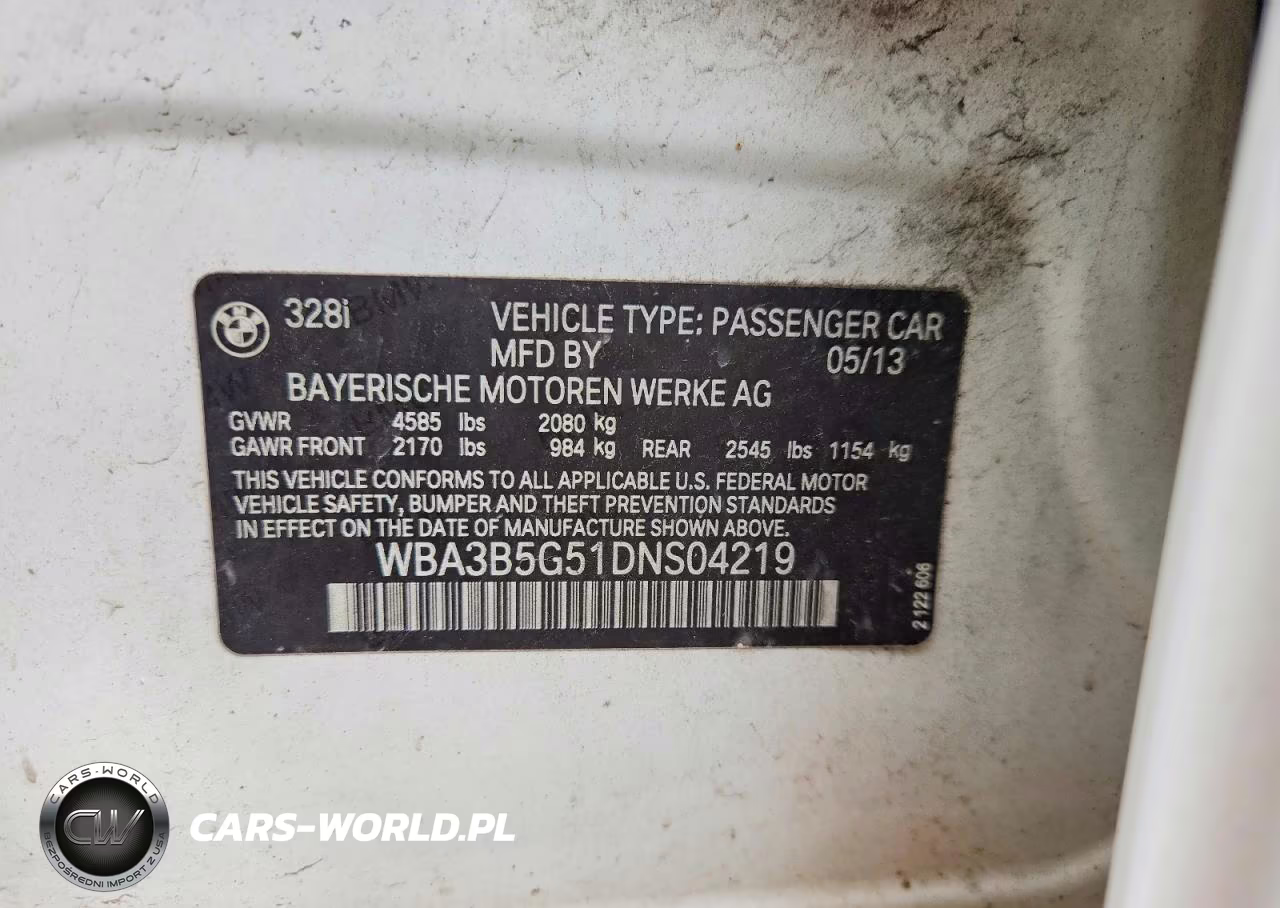 2013 BMW 328 Xi Sulev VIN:WBA3B5G51DNS04219 - 12