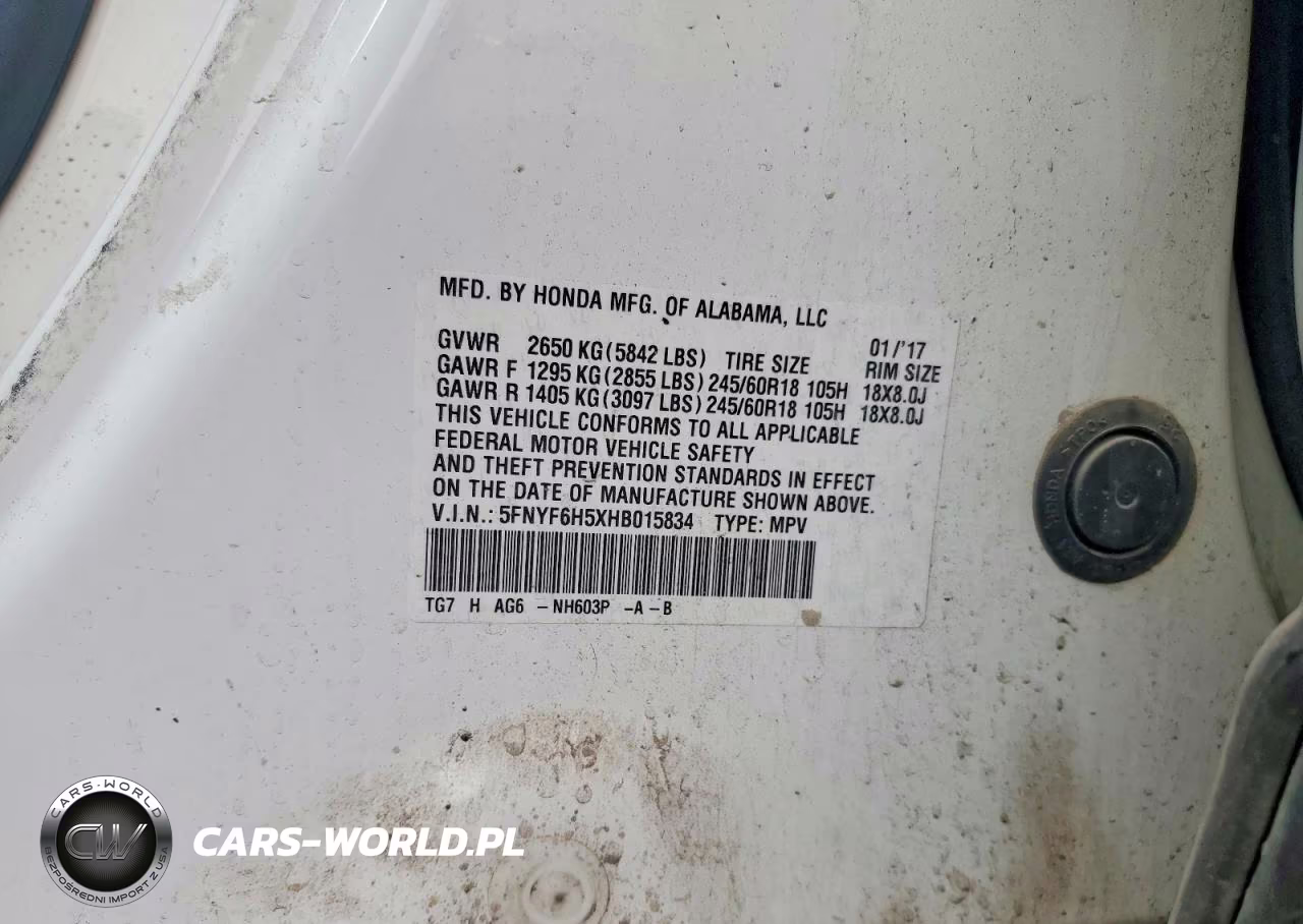 2017 Honda Pilot Exl VIN:5FNYF6H5XHB015834 - 12