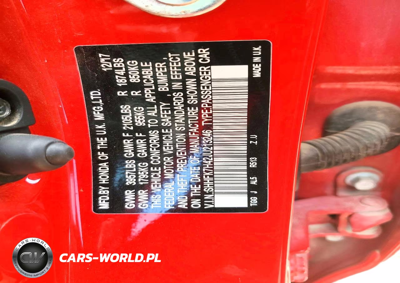2018 Honda Civic Sport VIN:SHHFK7H42JU213246 - 12