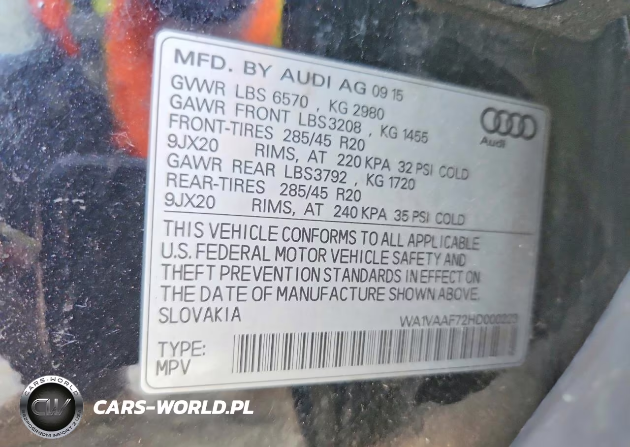 2017 Audi Q7 Prestige VIN:WA1VAAF72HD000223 - 13