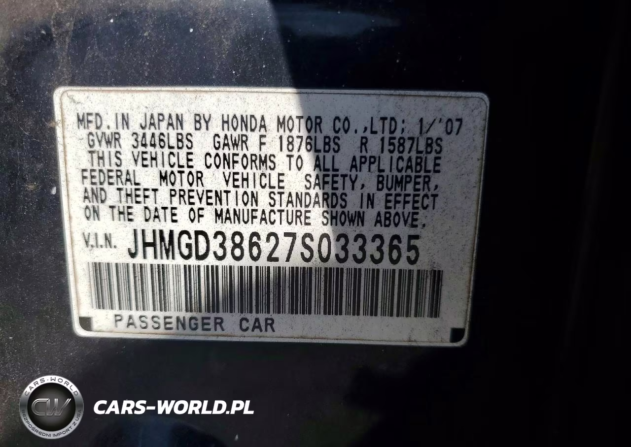 2007 Honda Fit S VIN:JHMGD38627S033365 - 13
