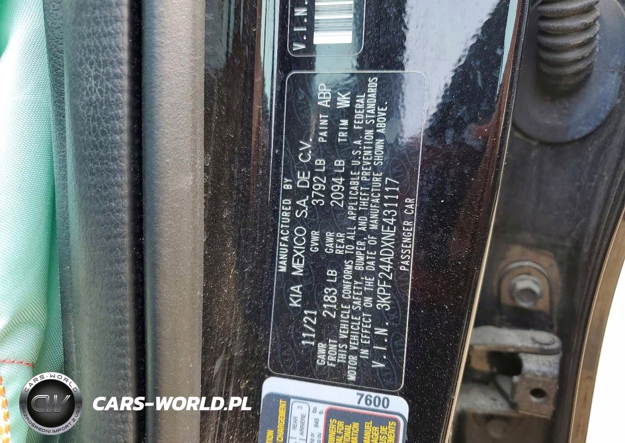 2022 Kia Forte Fe VIN:3KPF24ADXNE431117 - 12