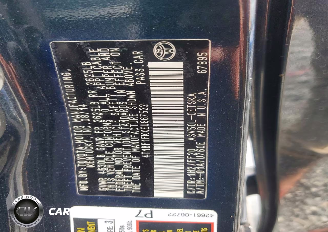 2014 Toyota Camry Se VIN:4T1BF1FKXEU867522 - 13