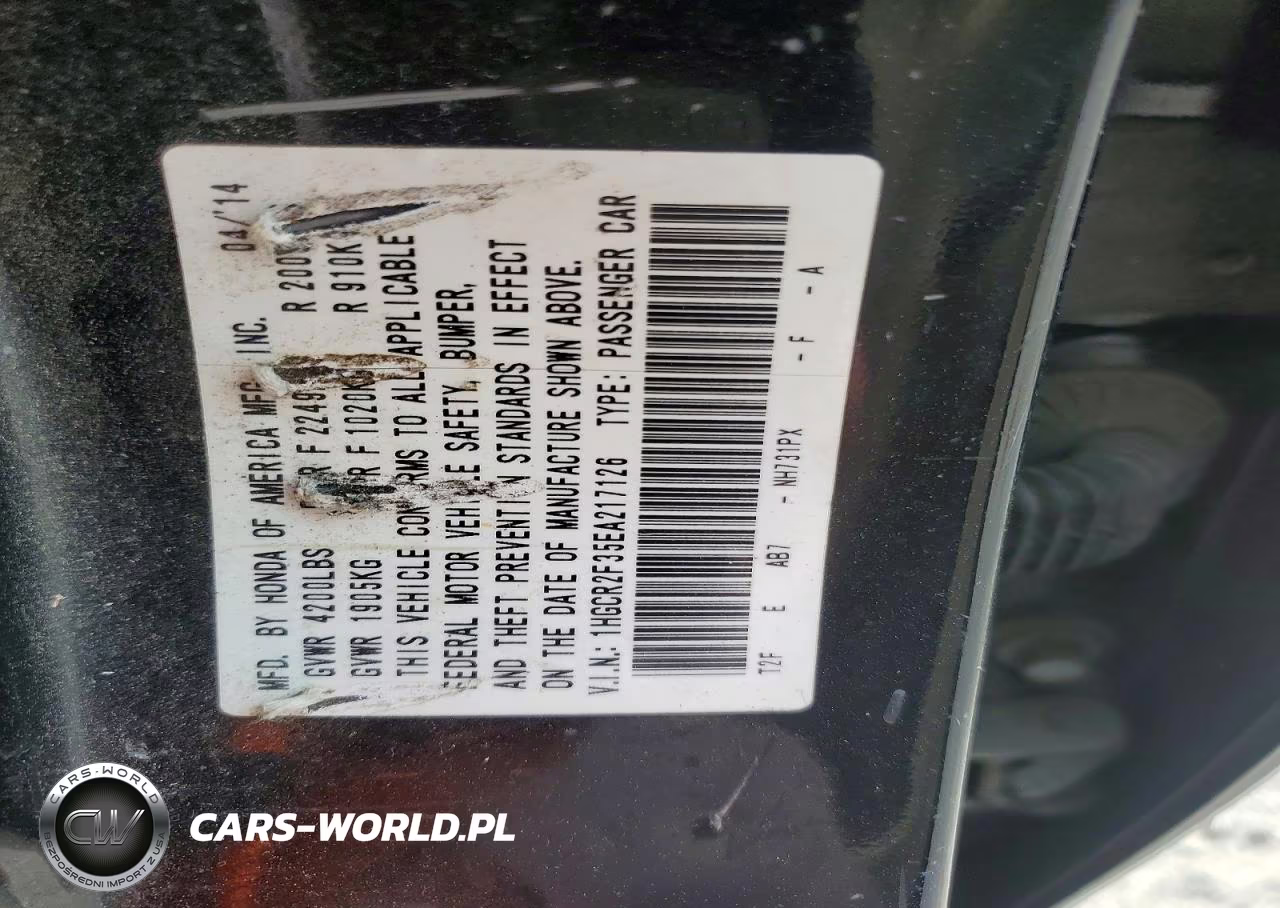 2014 Honda Accord Lx VIN:1HGCR2F35EA217126 - 12