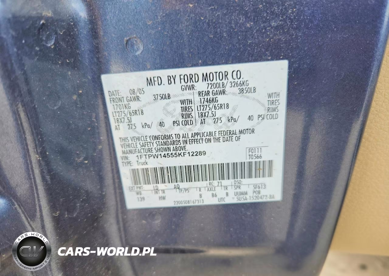 2005 Ford F150 Supercrew VIN:1FTPW14555KF12289 - 12