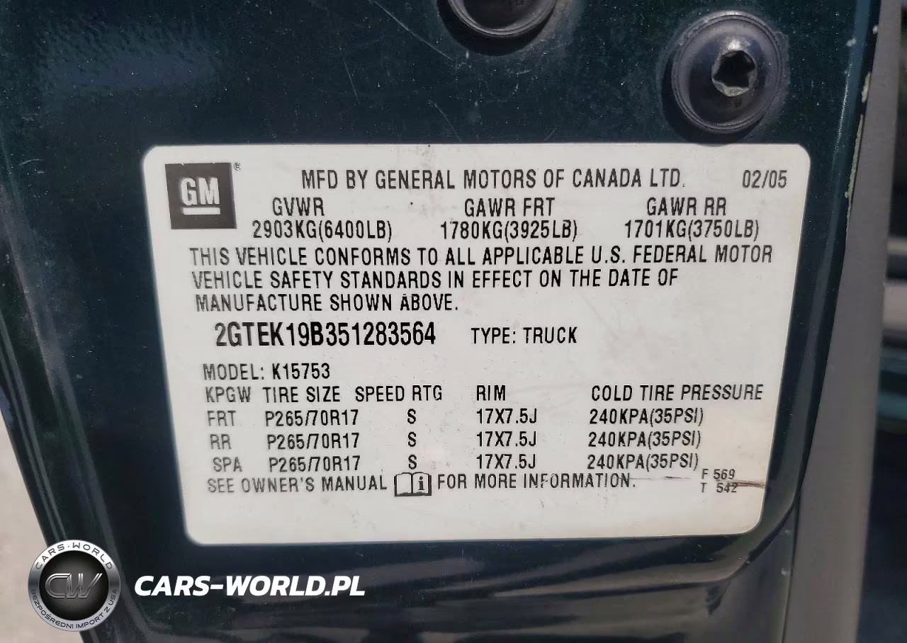 2005 GMC New Sierra K1500 VIN:2GTEK19B351283564 - 12