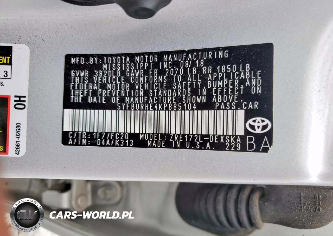 2019 Toyota Corolla Se VIN:5YFBURHE4KP885104 - 12