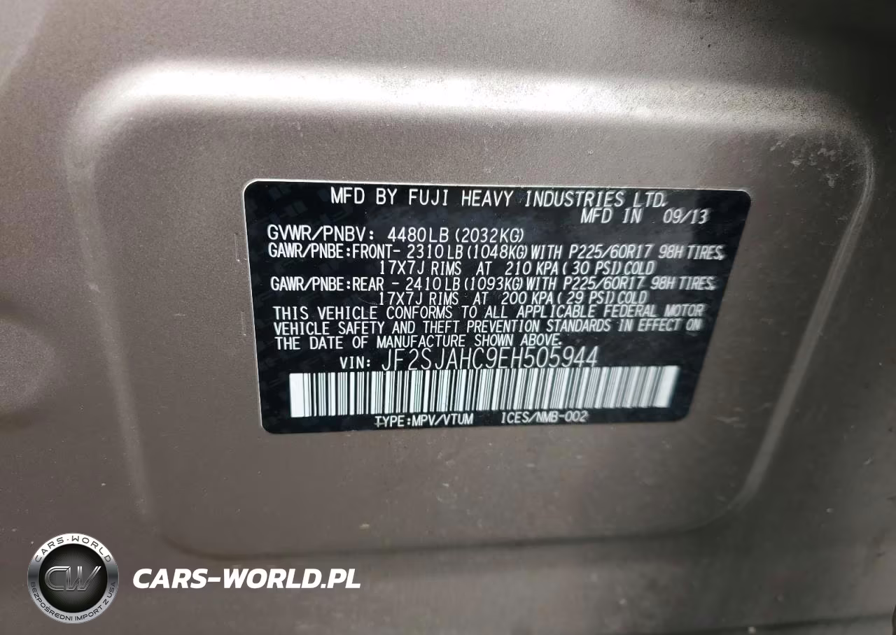 2014 Subaru Forester 2.5I Limited VIN:JF2SJAHC9EH505944 - 14