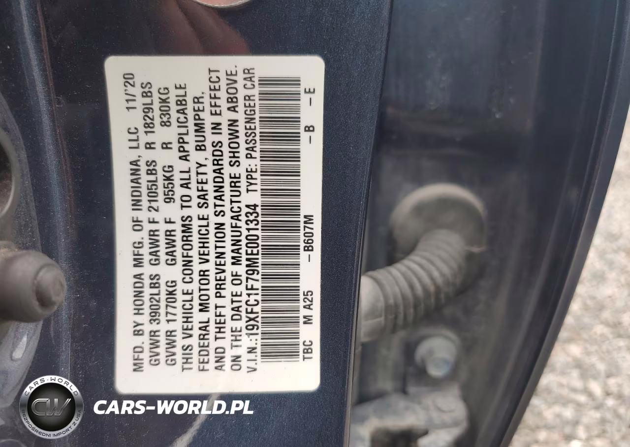 2021 Honda Civic Exl VIN:19XFC1F79ME001334 - 12