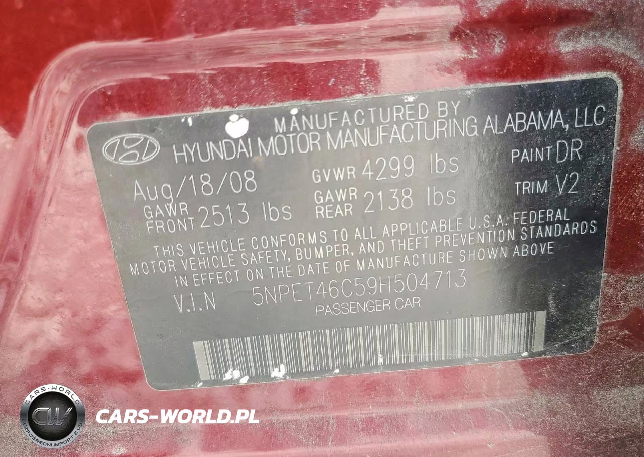 2009 Hyundai Sonata Gls VIN:5NPET46C59H504713 - 12