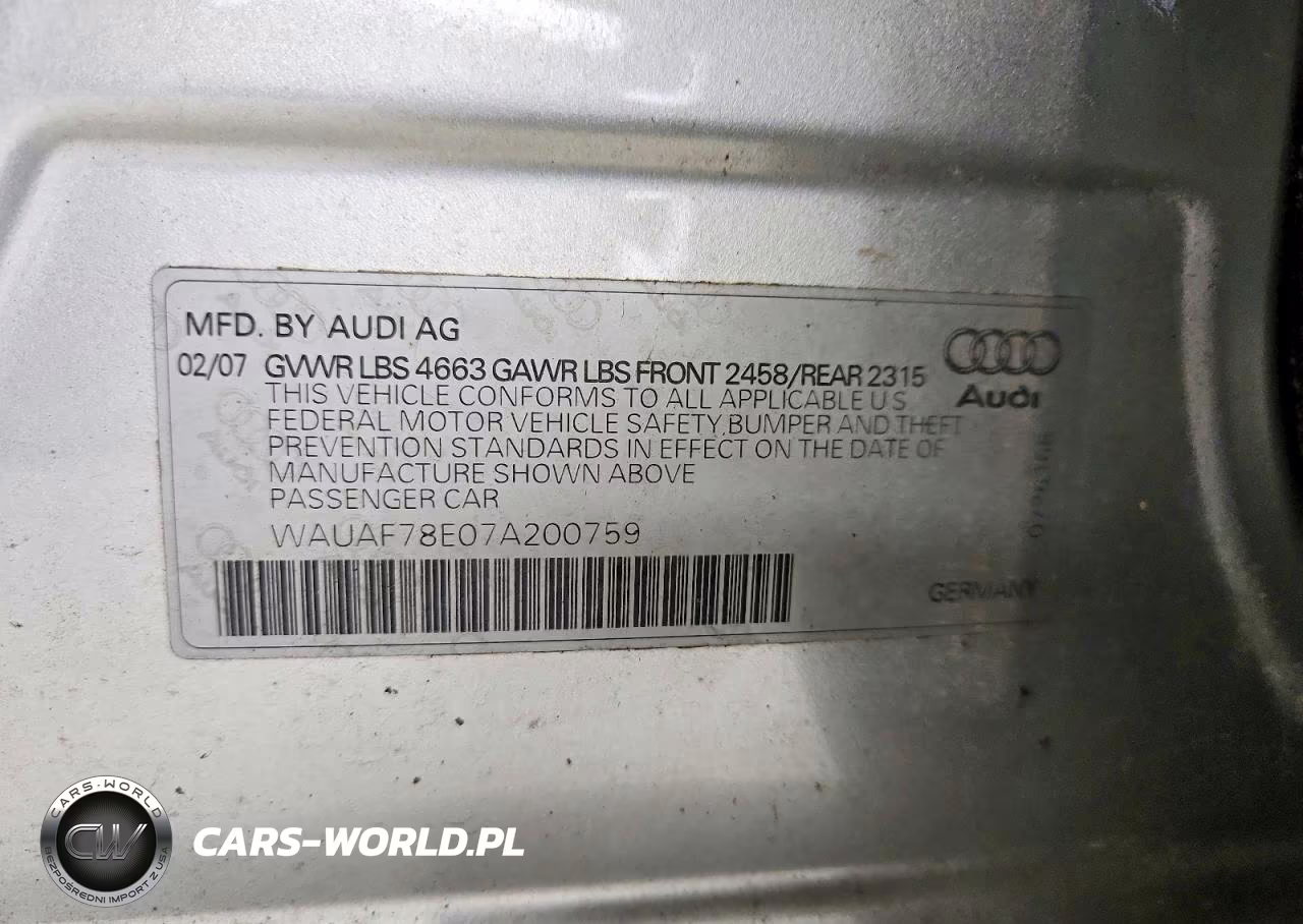 2007 Audi A4 2 VIN:WAUAF78E07A200759 - 12