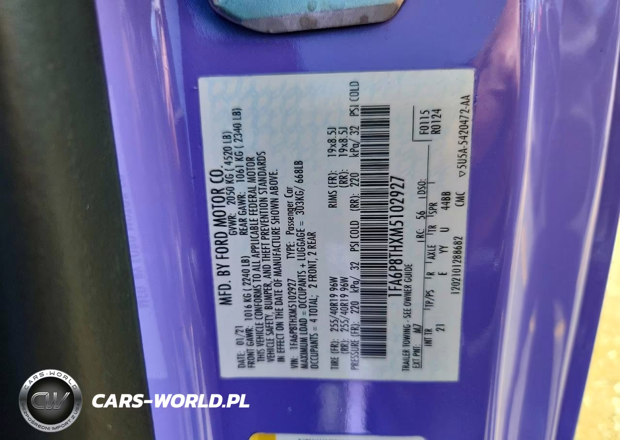 2021 Ford Mustang VIN:1FA6P8THXM5102927 - 12