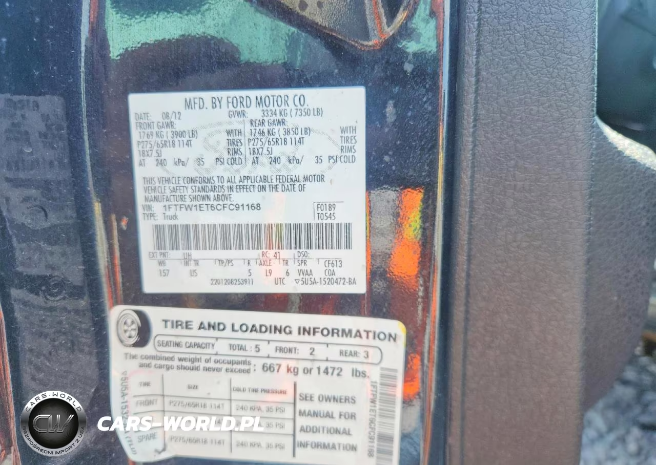 2012 Ford F150 Supercrew VIN:1FTFW1ET6CFC91168 - 12