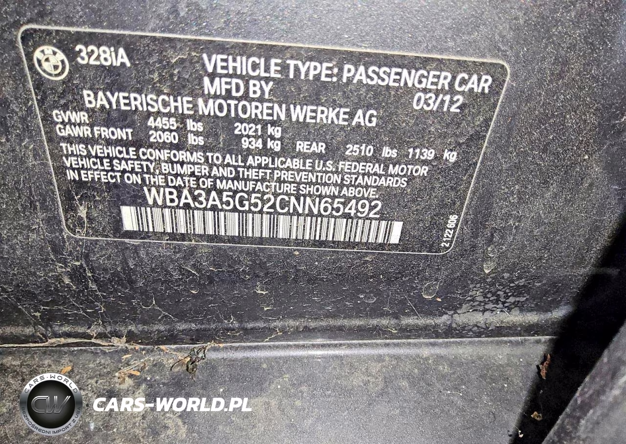 2012 BMW 328 I VIN:WBA3A5G52CNN65492 - 12